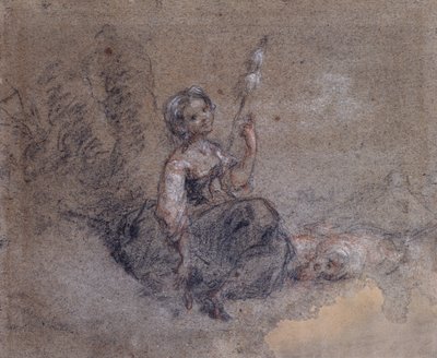 Una joven pastora hilando de Jean Francois Millet