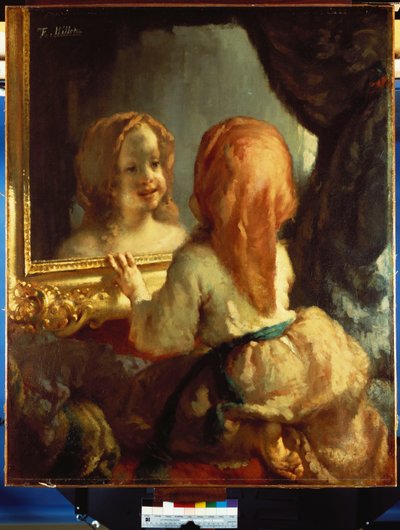 Antoinette Herbert mirando en el espejo, c.1844 de Jean Francois Millet