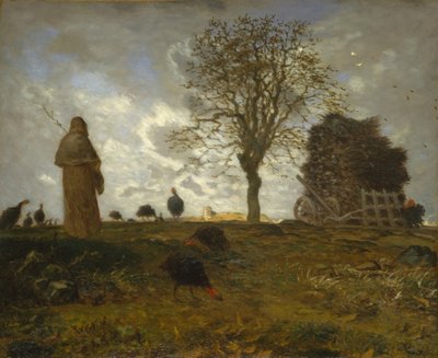Paisaje otoñal con una bandada de pavos de Jean Francois Millet