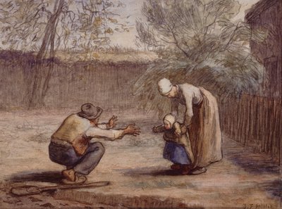 Primeros pasos (tiza y acuarela) de Jean Francois Millet