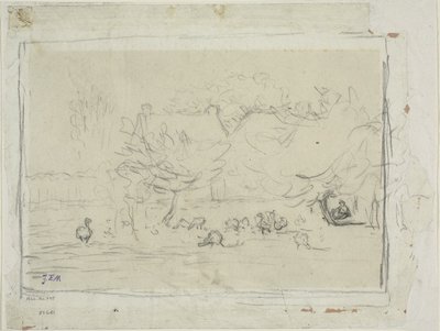 Gansos en un corral de Jean Francois Millet