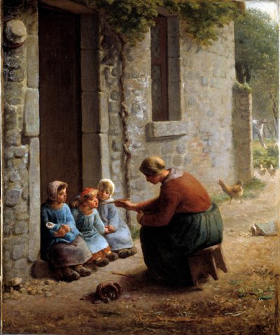 La becquée o campesina alimentando a sus hijos de Jean Francois Millet