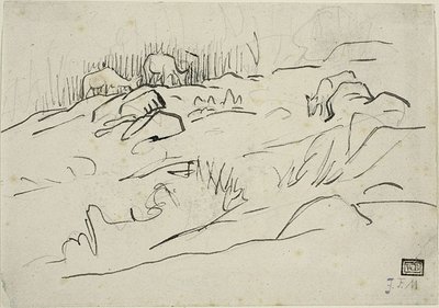 Paisaje con ganado de Jean Francois Millet