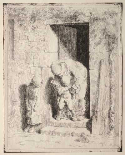 Precaución maternal de Jean Francois Millet