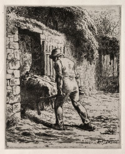 Campesino regresando del montón de estiércol, 1855-1856 de Jean Francois Millet