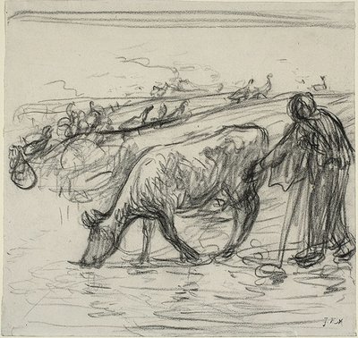 Campesina regando su vaca de Jean Francois Millet