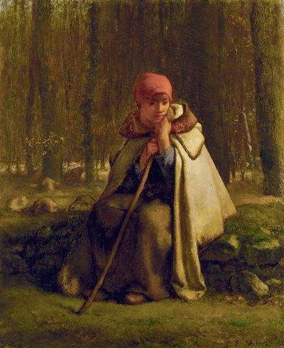 Pastora sentada, c.1852 de Jean Francois Millet