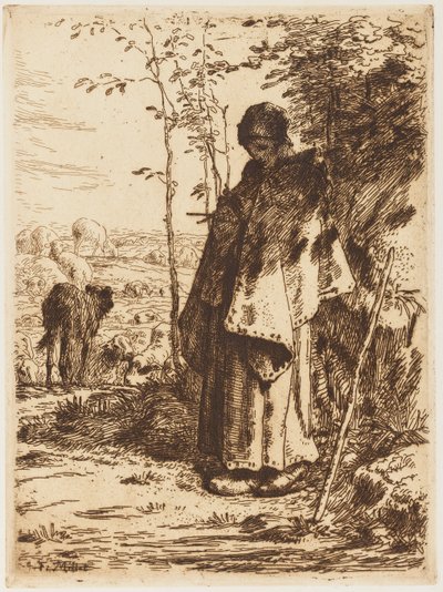 Pastora tejiendo de Jean Francois Millet