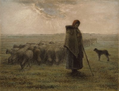 Pastora y su rebaño, 1862-63 de Jean Francois Millet