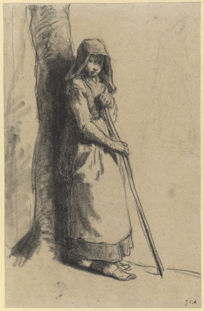 Estudio para Bergère au repos (lápiz sobre papel) de Jean Francois Millet