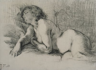 Estudio de una mujer desnuda reclinada de Jean Francois Millet