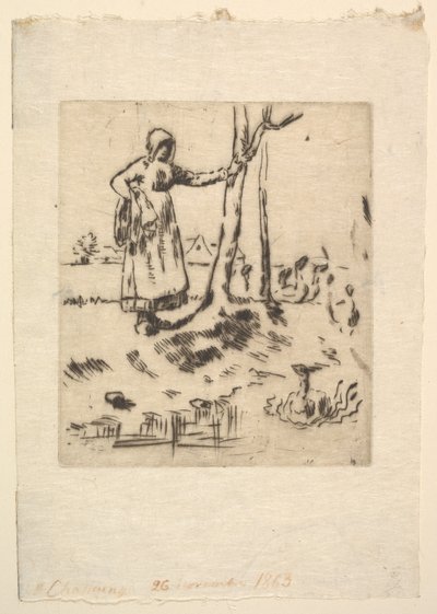 La niña de los gansos, 1830-75 de Jean Francois Millet