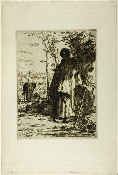 La pastora tejiendo de Jean Francois Millet
