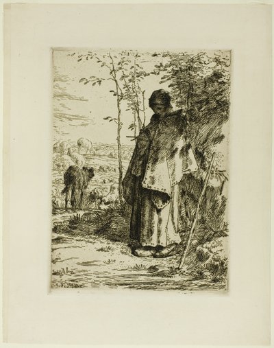 La Pastora Tejiendo de Jean Francois Millet
