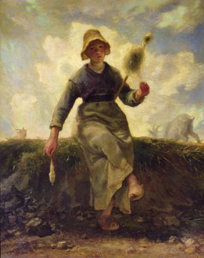 La hilandera, pastor de cabras de Auvernia de Jean Francois Millet