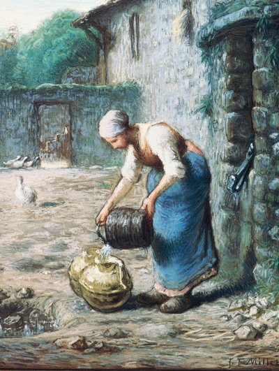 La mujer en el pozo, c.1866 de Jean Francois Millet