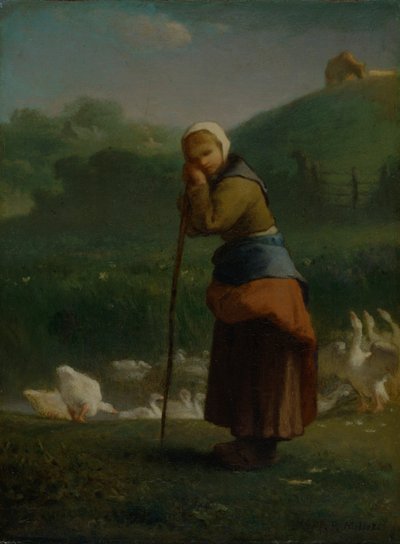 La niña de los gansos en Gruchy, 1854-6 de Jean Francois Millet