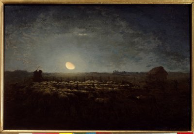 El parque de ovejas, luz de luna de Jean Francois Millet