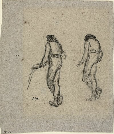 Dos bocetos de un campesino, visto desde atrás de Jean Francois Millet
