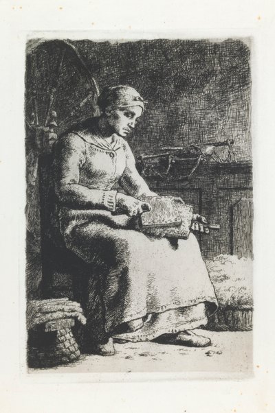 Mujer Cardando Lana de Jean Francois Millet