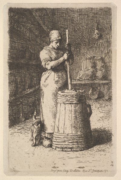 Mujer batiendo mantequilla de Jean Francois Millet