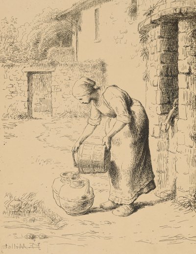 Mujer vaciando un cubo, 1862 de Jean Francois Millet