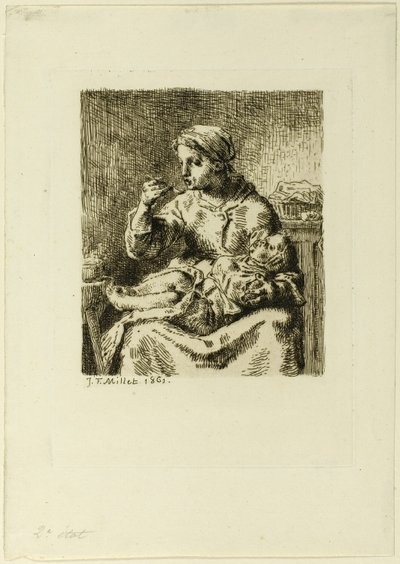 Mujer alimentando a su hijo de Jean Francois Millet