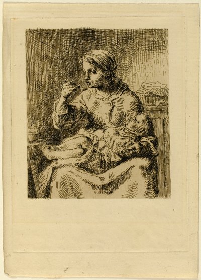 Mujer alimentando a su hijo de Jean Francois Millet