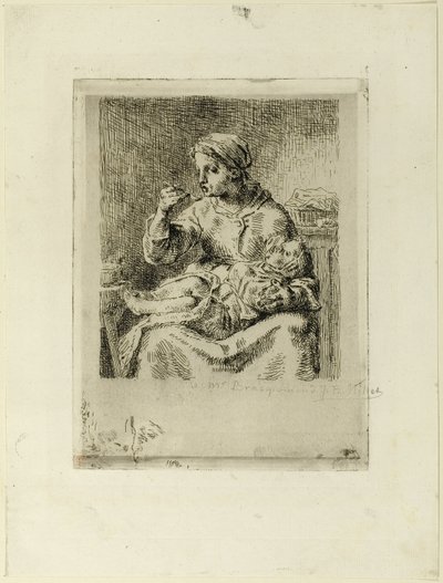 Mujer Alimentando a su Hijo de Jean Francois Millet