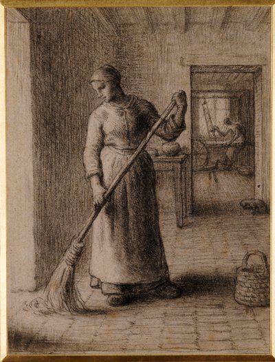 Mujer barriendo su casa de Jean Francois Millet