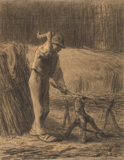 Leñador recortando ramas, 1853-54 de Jean Francois Millet