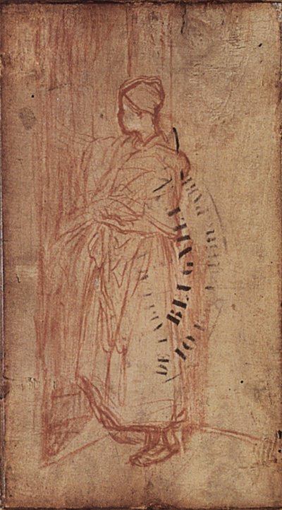 Joven mujer sacando ropa de un estante, c.1850-52 de Jean Francois Millet