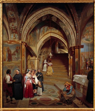 Vista de la iglesia del monasterio benedictino de San Subiaco de Jean Francois Montessuy