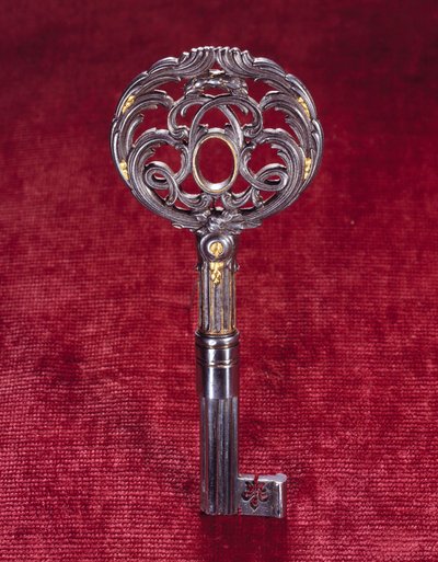 Llave de la oficina del rey Luis XV, doble “L” inscrita en un círculo de Jean Francois Oeben