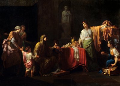 (detalle) Cornelia (189 - 110 a.C.) madre de los Gracos de Jean François Pierre Peyron