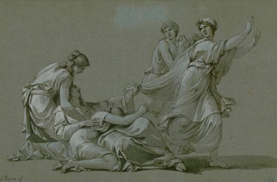 Los jóvenes y doncellas de Atenas ofrecidos como víctimas sacrificiales al Minotauro, ca. 1778 de Jean François Pierre Peyron
