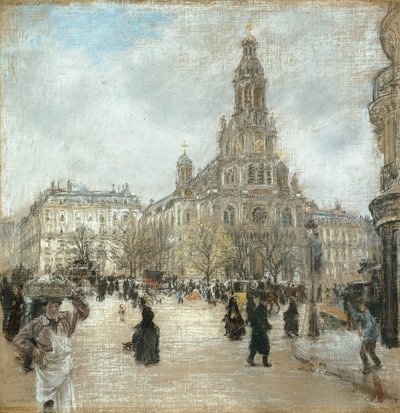 Plaza de la Trinidad, París, c.1886 (óleo sobre lienzo) de Jean Francois Rafaelli
