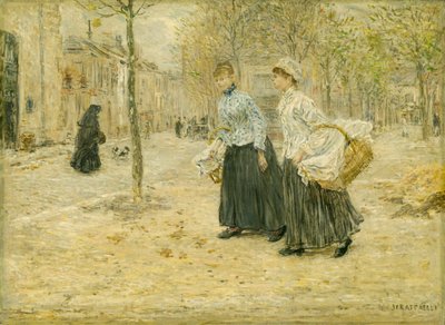 Dos lavanderas cruzan un pequeño parque de París de Jean Francois Rafaelli
