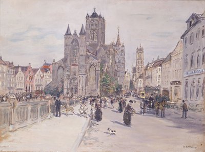 Vista de la iglesia de San Nicolás en Gante de Jean Francois Raffaelli