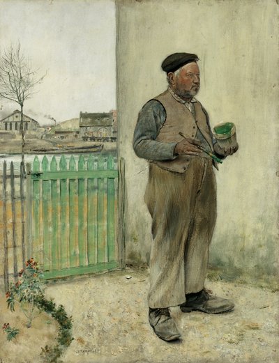 Hombre que acaba de pintar su cerca de Jean Francois Raffaelli