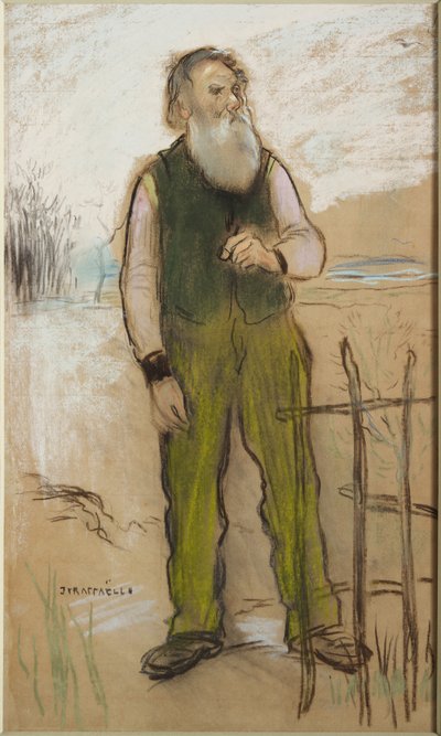 Hombre en las afueras de la ciudad, c.1885 (tiza negra y pastel sobre papel) de Jean Francois Raffaelli