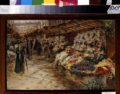 Mercado de flores. Pintura de Jean François Raffaelli (1850-1924) de Jean Francois Raffaelli