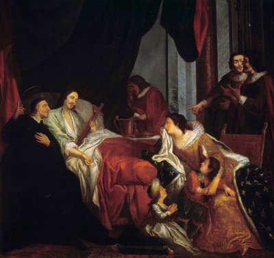 San Vicente de Paúl (1581-1660) frente al lecho de muerte del Rey Luis XIII de Jean François de Troy