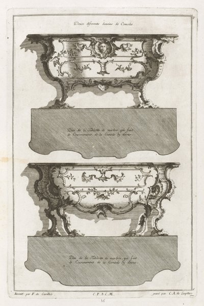 Libro de diferentes diseños de cómodas de Jean François Cuvilliés