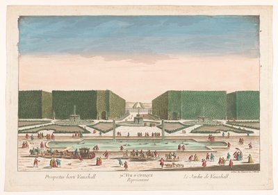 Gezicht op Vauxhall Gardens en Londres 76. Vista óptica que representa el Vauxhall Garden (título sobre el objeto) de Jean François Daumont