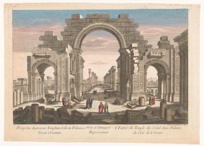 Vista de las ruinas del arco de la columnata en Palmyra, visto desde el este 11 Vue d