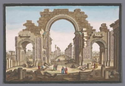 Vista de las ruinas del arco de la columnata en Palmyra, visto desde el este 11 Vue d