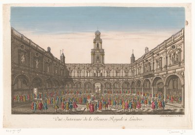 Vista del interior del Royal Exchange en Londres Vuë Interieure de la Bourse Royale à Londres (título sobre objeto) de Jean François Daumont
