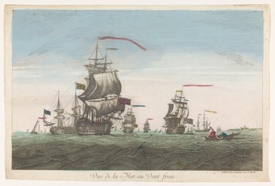 Paisaje marino con barcos y botes al viento
Vuë de la mer au vent frais (título en el objeto) de Jean François Daumont