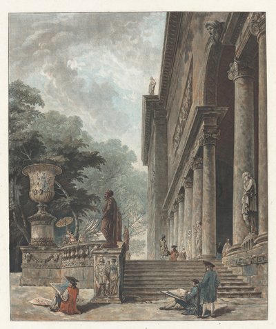 Columnata y jardines del Palacio Medici de Jean François Janinet after Hubert Robert